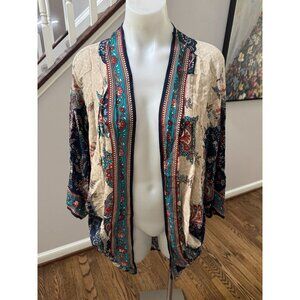 Tolani Anthropologie Paisley Floral Print Open Front Kimono OS